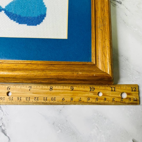 Rejoice Cross Stitch Framed Needlepoint Vintage Wall Decor 17x11 Rainbow 80s - Picture 7 of 9